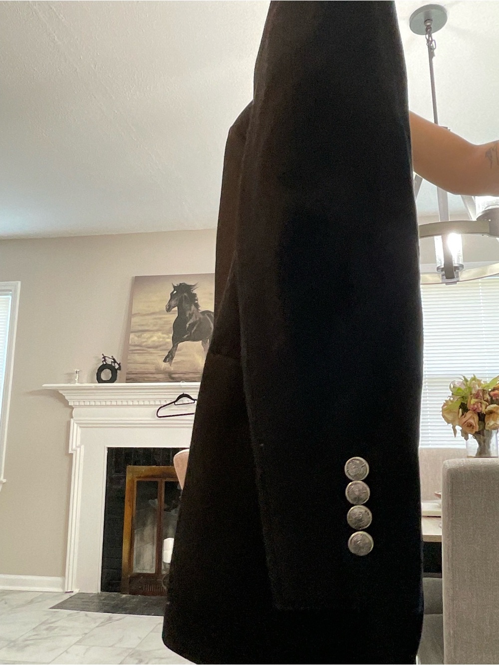 Oscar de la Renta Black Sport Coat with Brown Lining - Picture 9 of 11